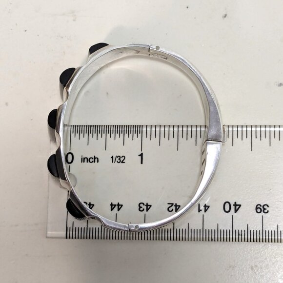 Mexico 64g Pineda-Inspired Sterling Onyx Hinged Cuff - Picture 14 of 14